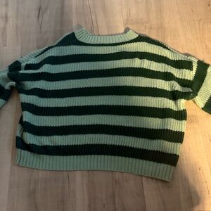 Green Striped Women's Sweater